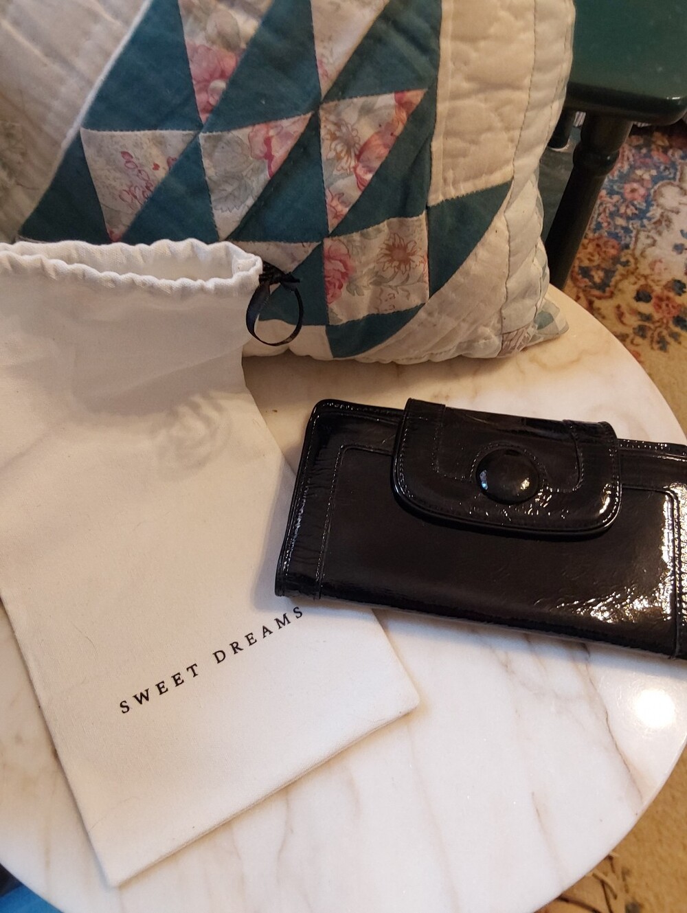 Nordstrom Black Patent Leather Wallet, Y2K Kiss-lock Clutch, Dustbag